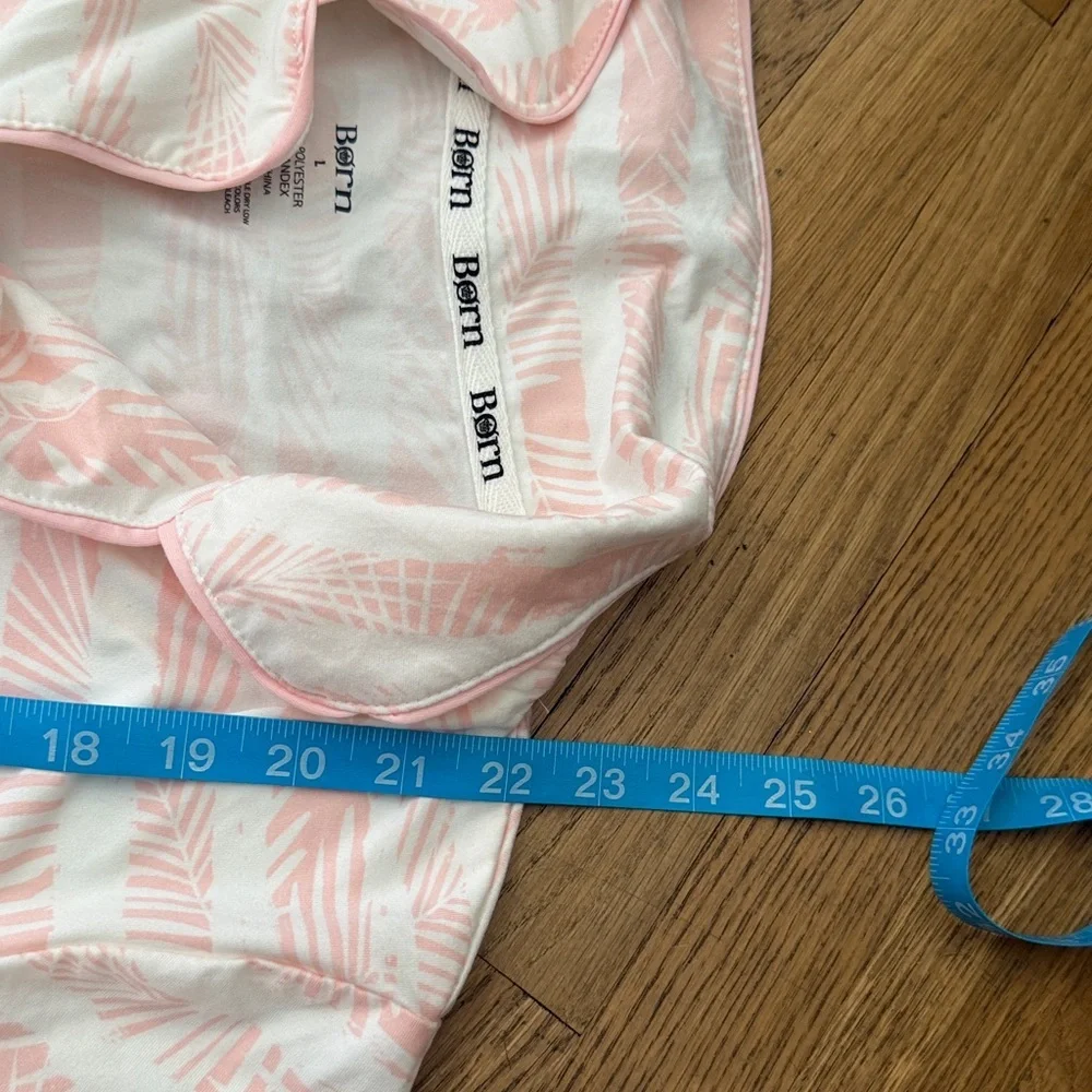 Born Light Pink and White Button Down Pajama Shirt Size L NWT